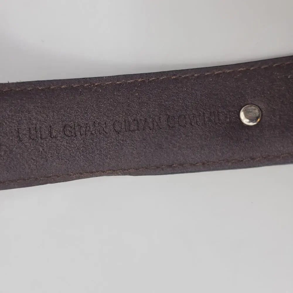 Brown Leather Belt Mens 44 Western Concho Silver Buckle Studded Cowboy Rodeo‎